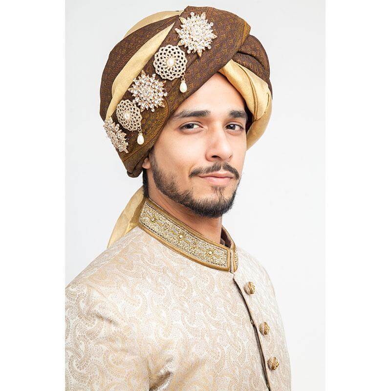 Elegant Ecru Pure Jamavar Sherwani for Men - Traditional Indian Wedding Attire & Formal Occasions