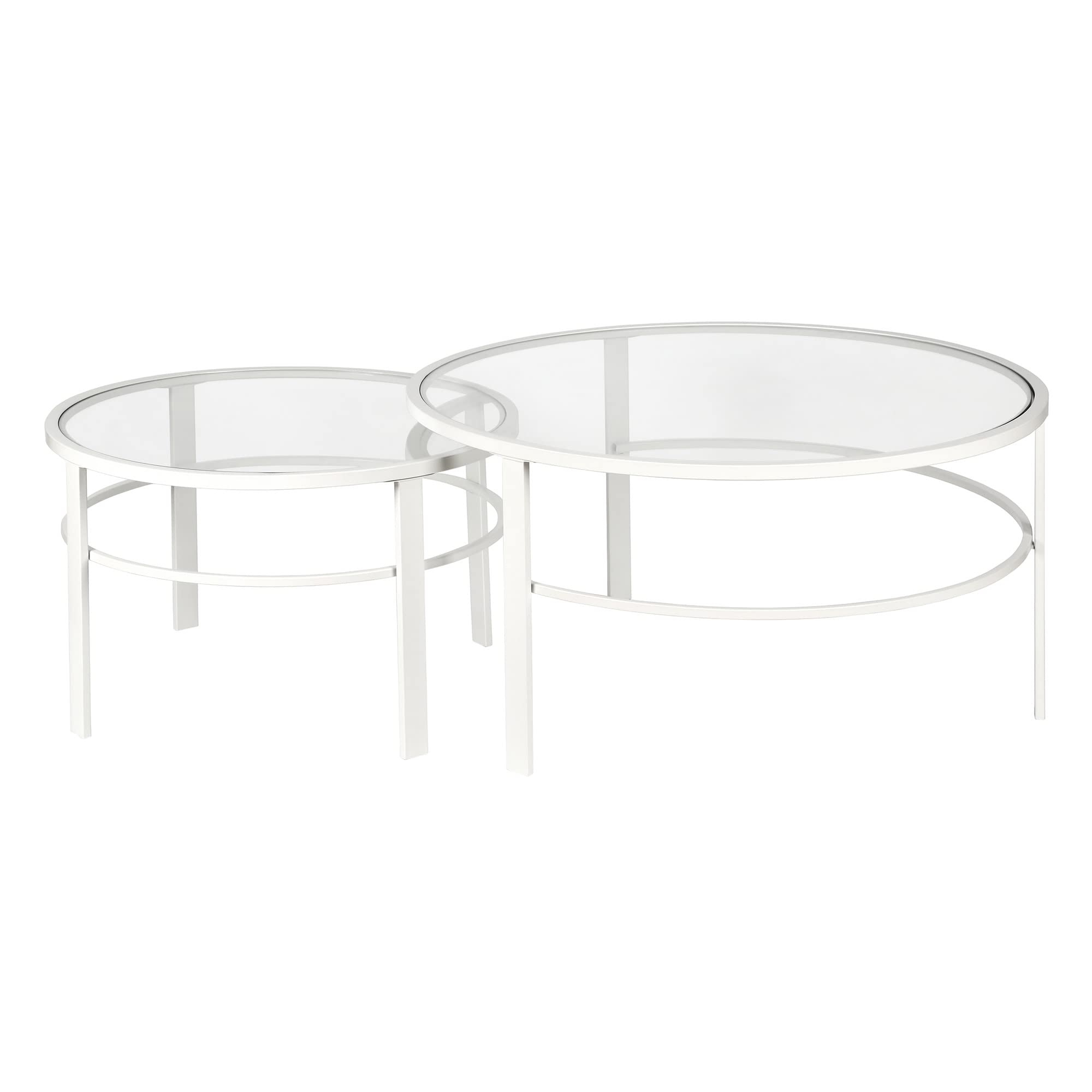 Henn&Hart White Round Nested Coffee Table - 36
