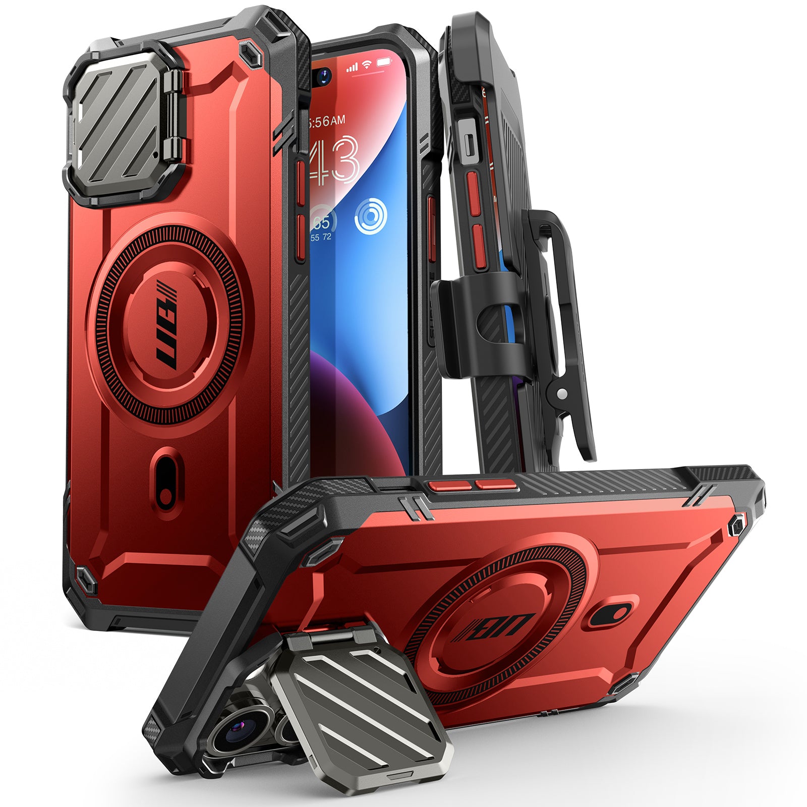 iPhone 13 Pro Max Case 6.7 Inch - Unicorn Beetle MAG XT MagSafe Compatible Holster Case with Kickstand (Metallic Red) - Protective Cover for Work, Travel & Outdoor Activities