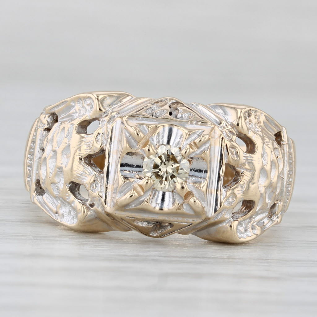 0.20ctw Diamond 32nd Degree Eagle Ring - 10k Yellow Gold Masonic Signet Ring for Men - Size 9.75 - Perfect for Freemason Ceremonies & Special Occasions