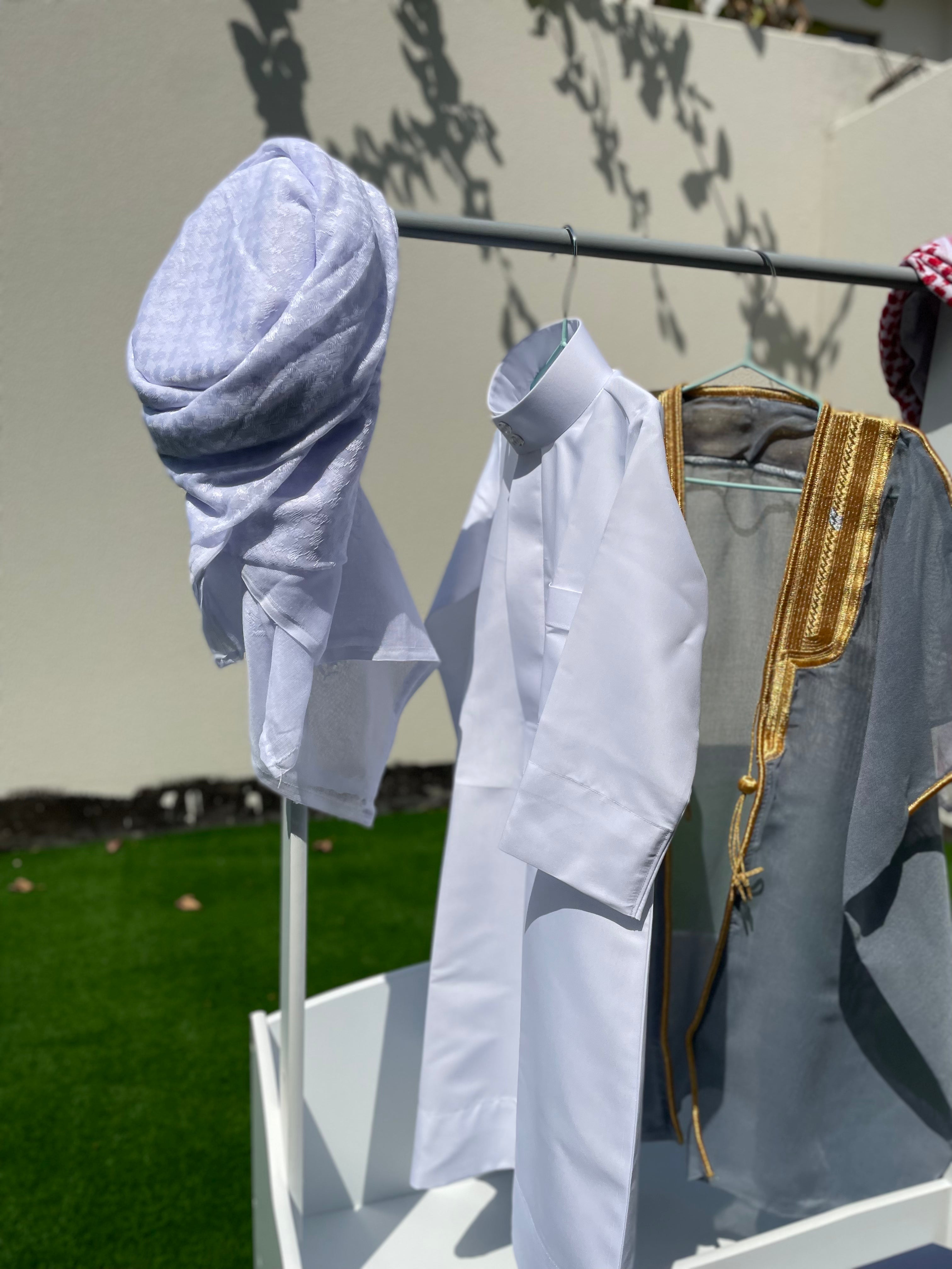 Premium Baby Boy Thobe Gift Set - Grey Bisht for 0-12 Months | 4-Piece Islamic Outfit for Newborns & Infants | Perfect for Eid, Aqiqah & Special Occasions