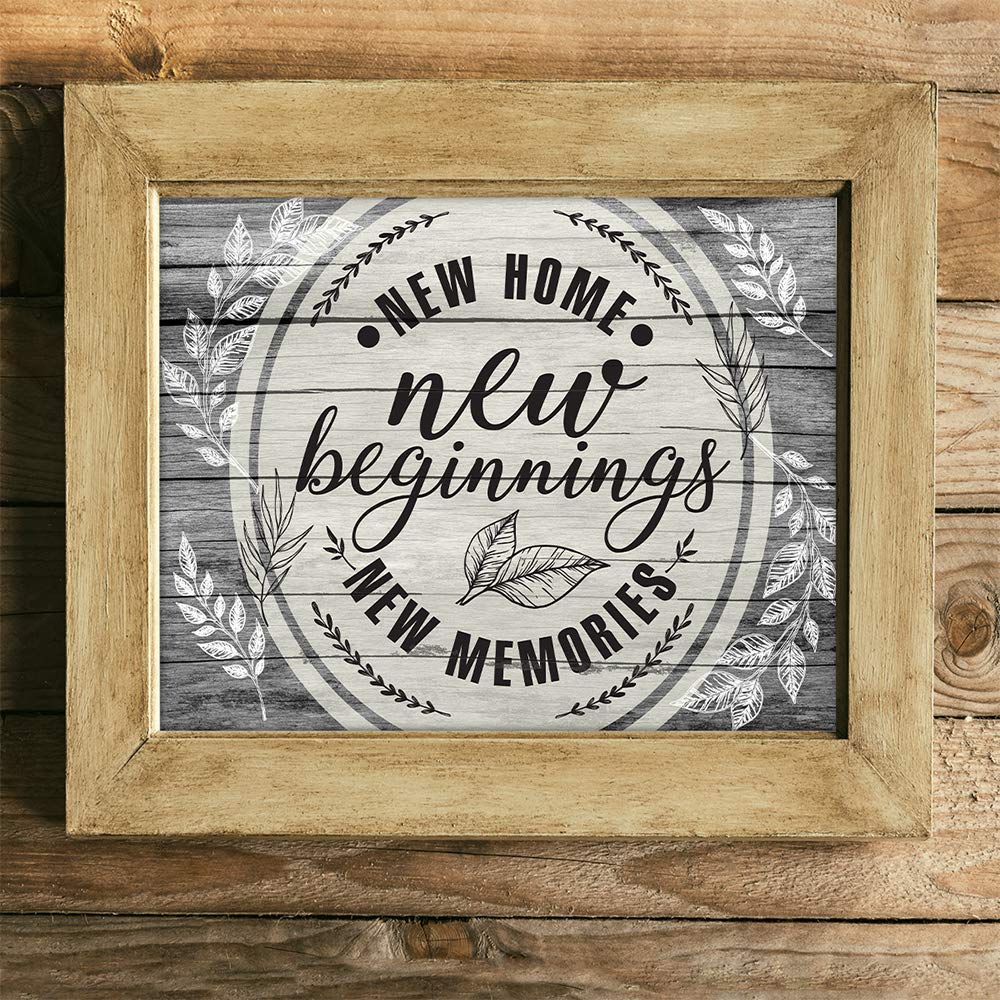 Housewarming Gift for New Home - 11x14 Unframed Black & White Wood Style Art Print - Wall Decor for Living Room, Welcome Home Decor - Perfect for Housewarming Parties & New Home Decorations