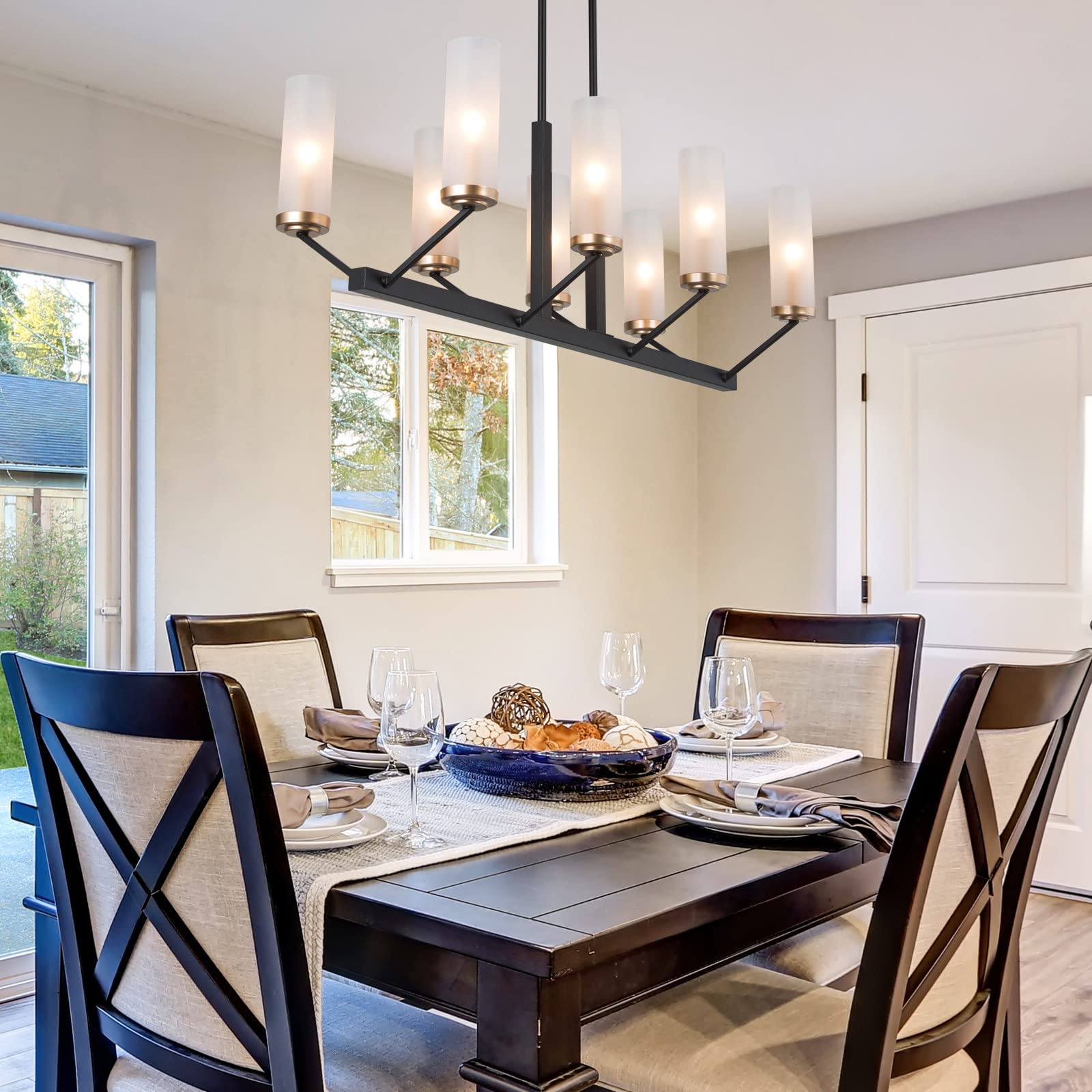 Black Gold 8-Light Modern Farmhouse Chandelier - 31.5