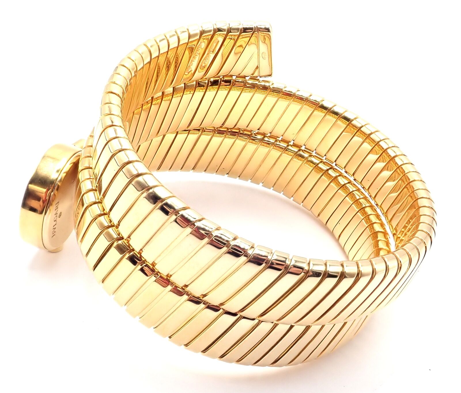 Authentic Bulgari 18k Yellow Gold Tubogas Serpent Bracelet Watch - Luxury Italian Jewelry for Women, Perfect for Gifts & Special Occasions