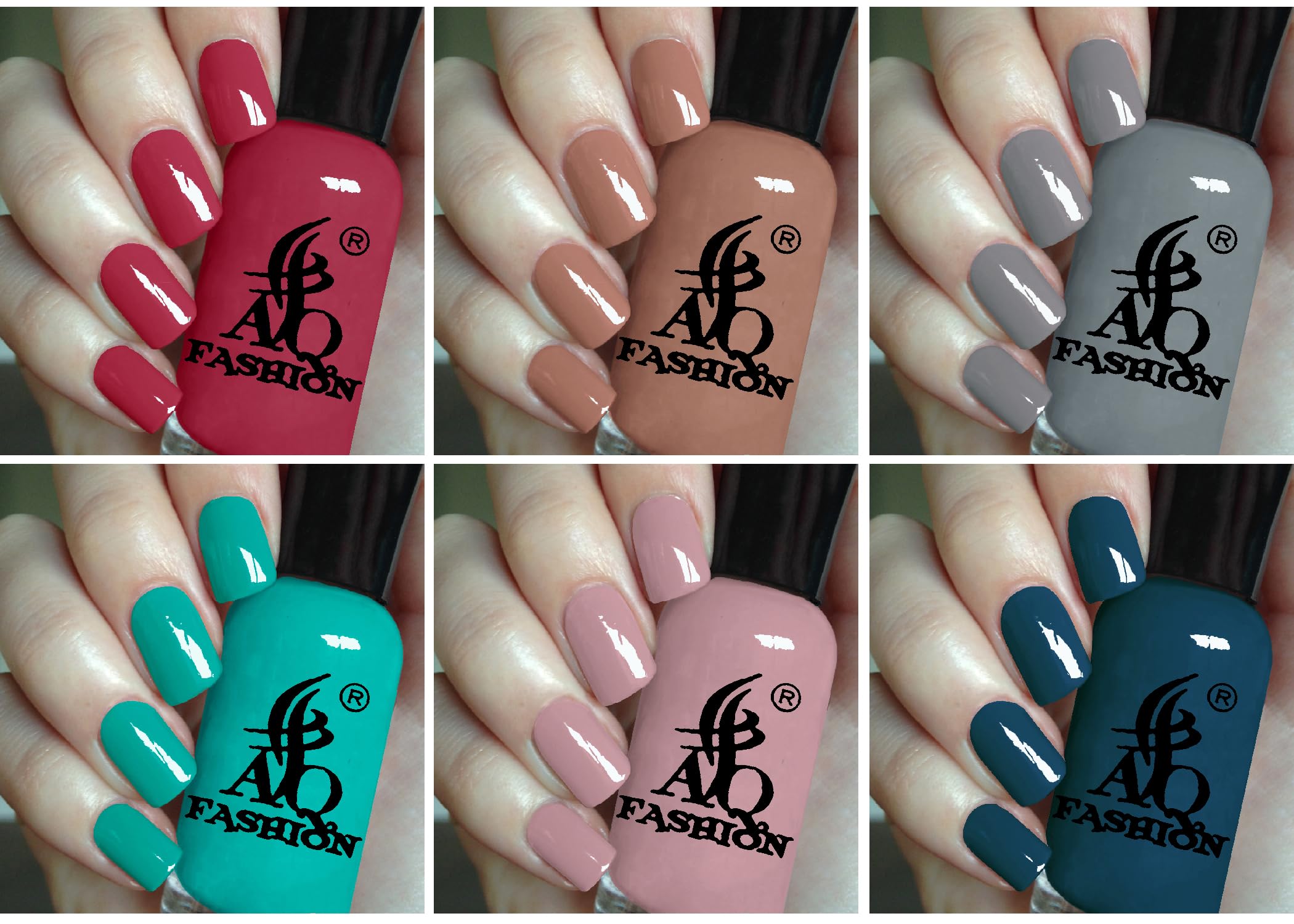 AQ FASHION Premium Pastel HD Shine Long-Lasting Quick Dry Gel Nail Polish Set - 6 Colors Combo Pack (Set 1) - Perfect for Manicures, Pedicures, Nail Art & Salon-Quality Home Use