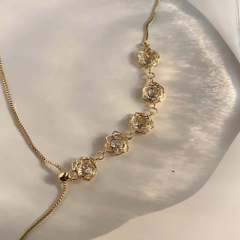 Elegant Pearl Flower Lariat Y Necklace for Women | 18K Gold Plated Bridal Jewelry Gift | Perfect for Weddings, Parties & Special Occasions - HN2449