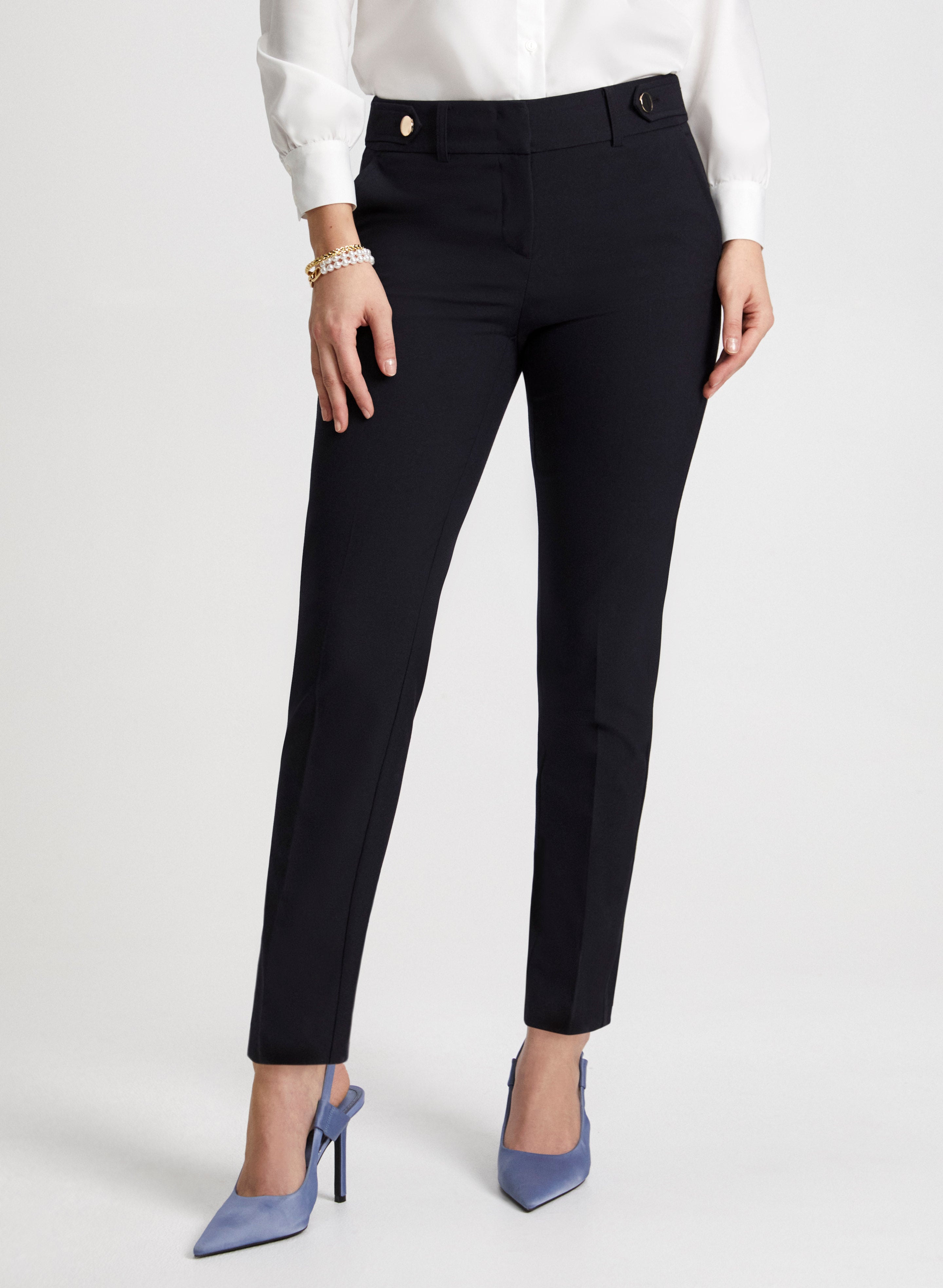 Emma Slim Leg Pants for Women - High Waisted Stretchy Work Pants - Comfortable Office Pants for Business Casual & Professional Wear