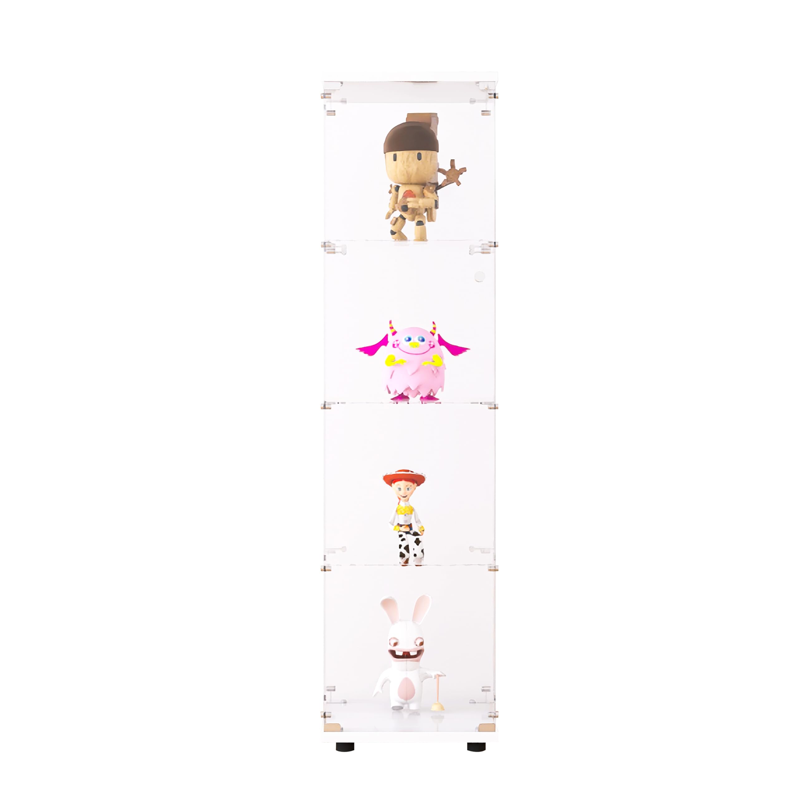 Beauty4U 4-Shelf Glass Display Cabinet - White Floor Standing Curio Cabinet for Living Room, Bedroom & Office - Quick Assembly Glass Bookshelf for Collectibles, Decor & Storage