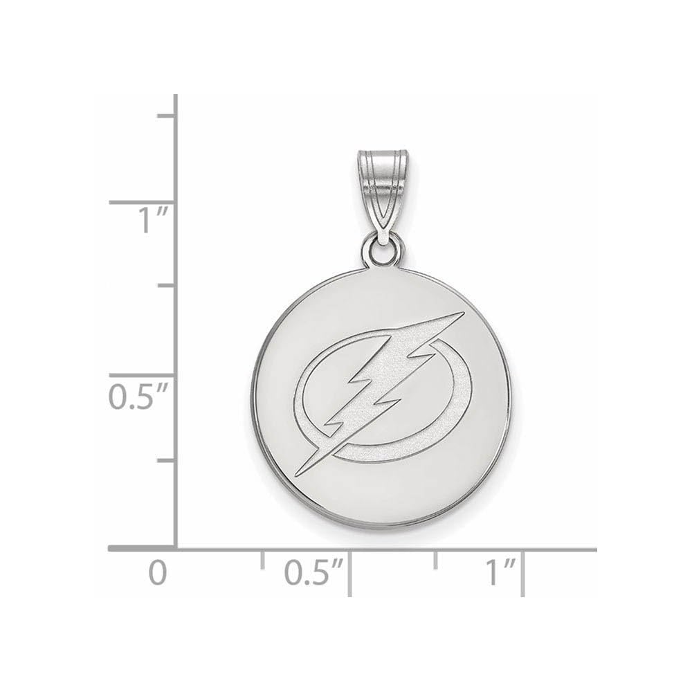 Tampa Bay Lightning Large 3/4 Inch 14k White Gold Disc Pendant - Perfect for NHL Fans & Sports Jewelry Collectors
