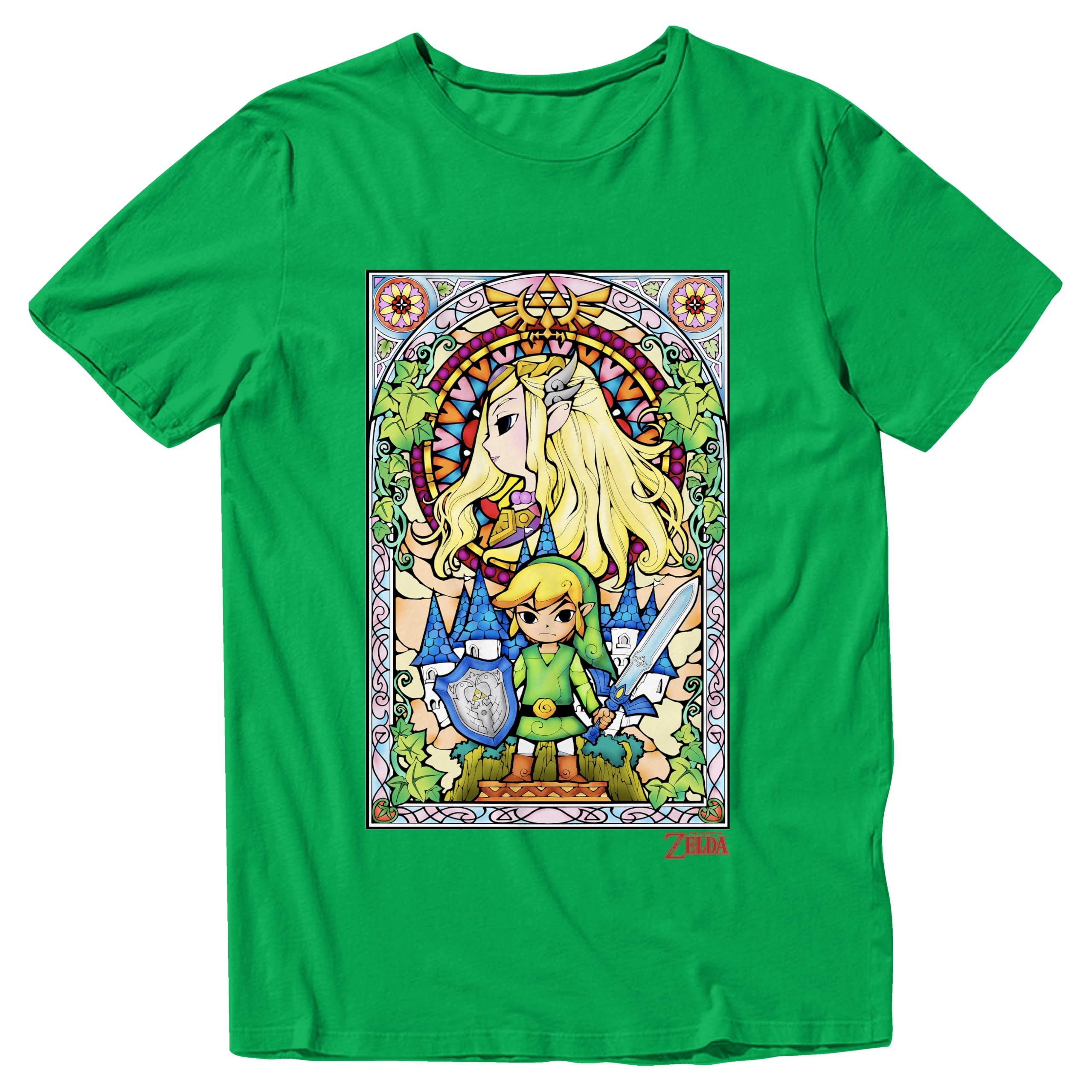 Nintendo Legend of Zelda Link Stained Glass Graphic T-Shirt for Men & Women | Breath of the Wild Gaming Apparel | Casual Wear & Cosplay