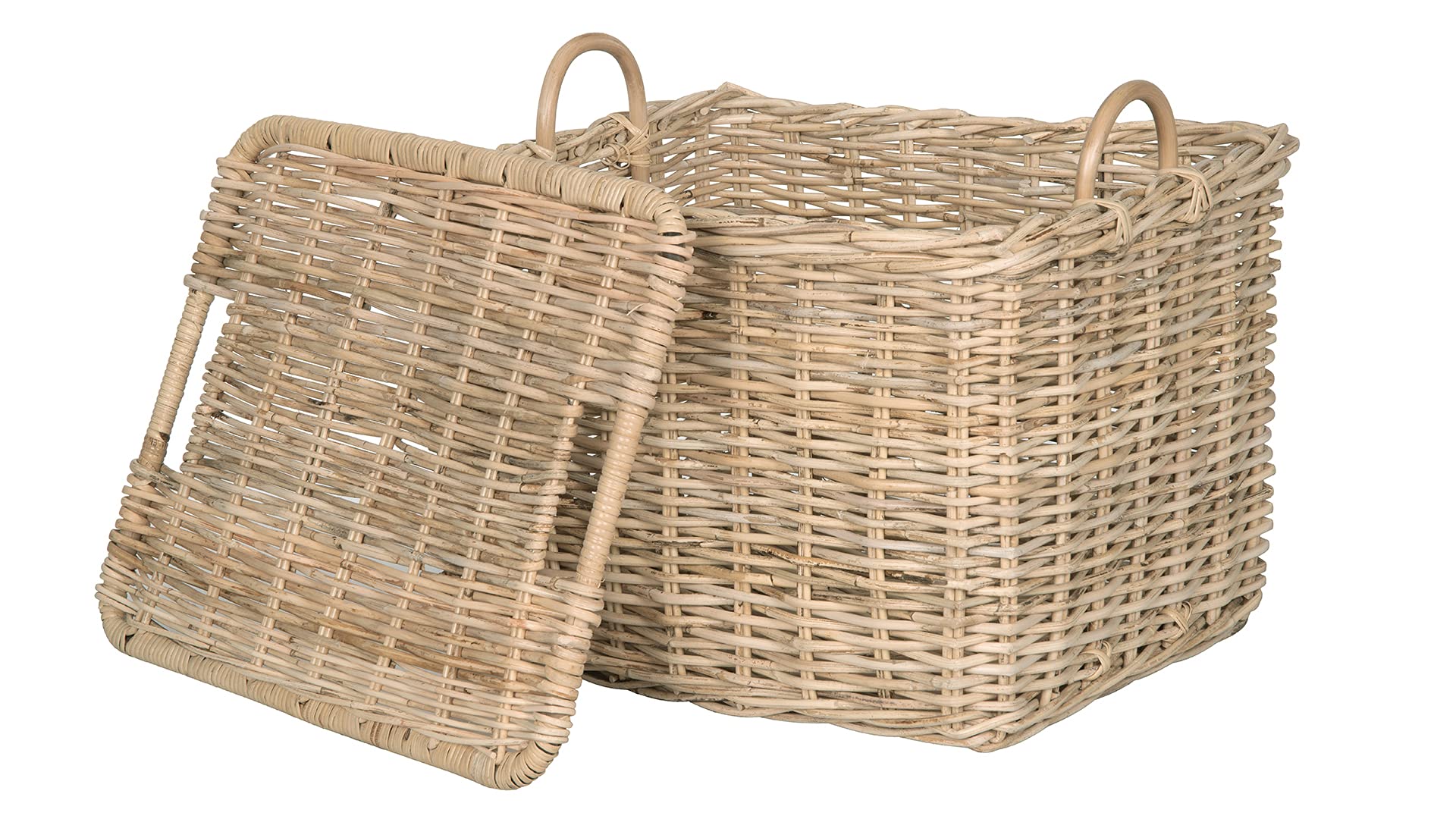 KOUBOO Large Rattan Core Rectangular Storage Basket with Lid - Natural Wicker Basket for Home Organization, Laundry Hamper, Toy Storage & Kitchen Supplies | Perfect for Living Room, Bedroom & Bathroom Decor