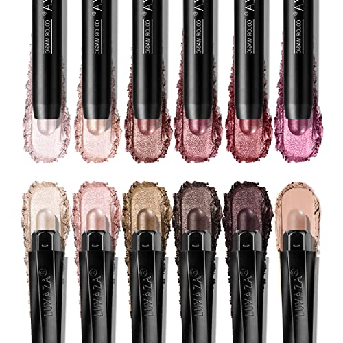 LUXAZA Cream Eyeshadow & Eyeliner Pencil Set - Waterproof Long-Lasting Eye Makeup with Brightener Highlighter - Perfect for Daytime, Night Out, and Special Occasions