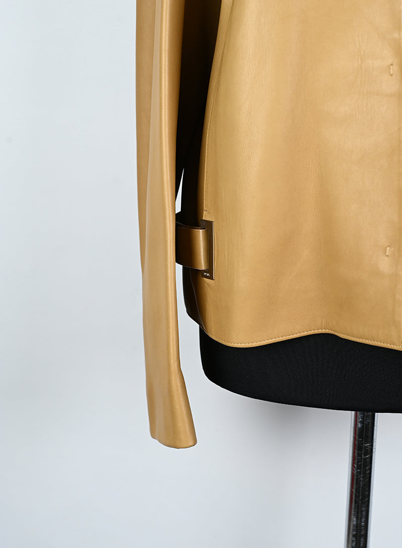 Prada Nappa Leather Jacket in Biscuit Color - Size 44 | Luxury Italian Outerwear for Men, Business & Casual Wear
