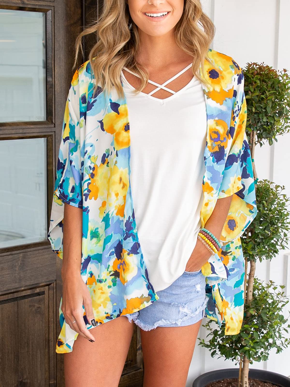 Lightweight Women's Summer Kimono Cardigan - Chiffon Loose Beach Cover Up Tops for Women - Perfect for Beach Vacations, Pool Parties & Casual Outings