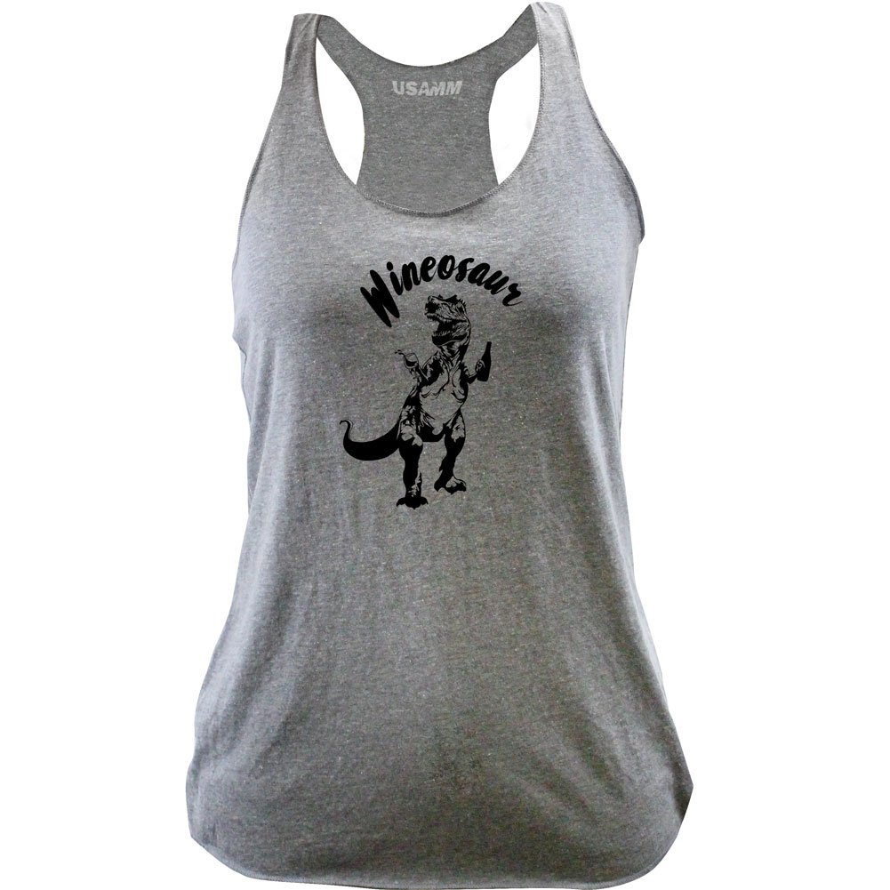 Funny Wineosaur Racer Back Tank Top for Men & Women - Comfortable & Breathable Workout Shirt for Running, Gym, and Casual Wear