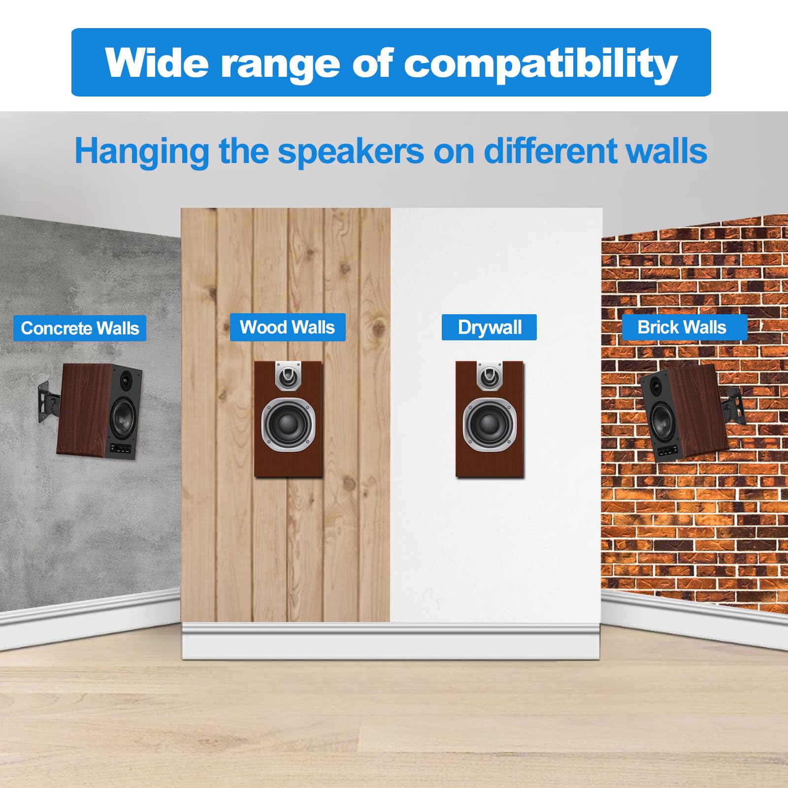 Heavy Duty All Metal Speaker Wall Mount Brackets - Swivel & Tilt for Small Speakers up to 30lbs (2 Pack, Black) - Perfect for Home Theater, Studio & Office Audio Setup