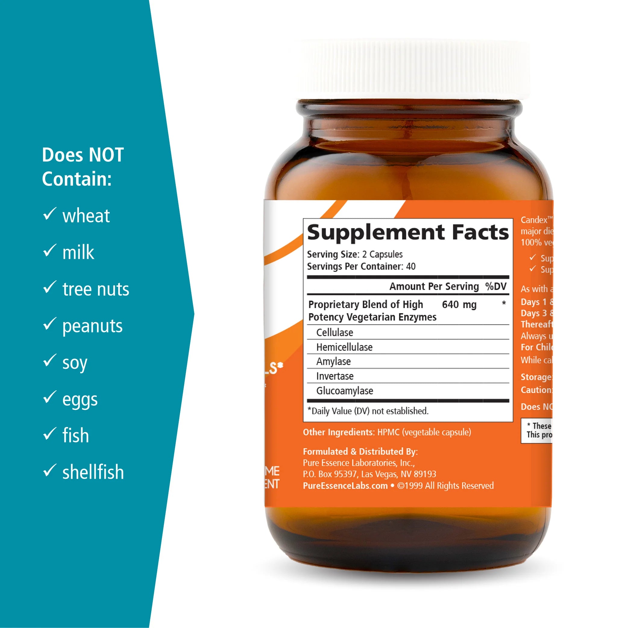 Pure Essence Candex - Digestive Enzyme Supplement for Gut Health & Candida Support | Supports Healthy Digestion & Immune System - Ideal for Daily Wellness & Detox