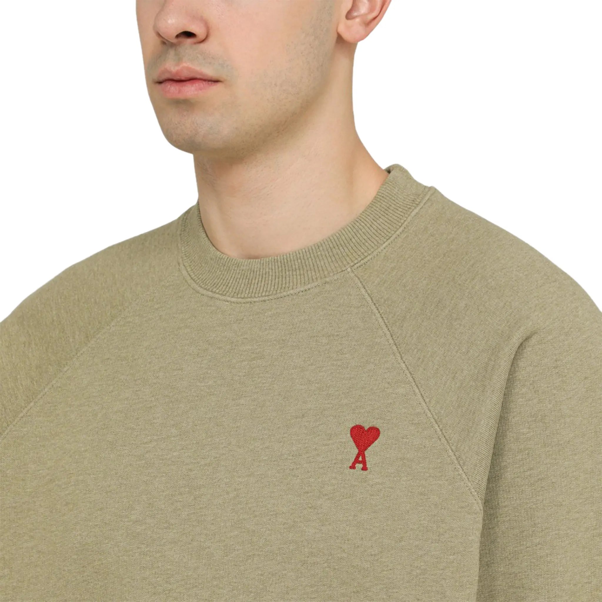 Ami Paris Ami De Coeur Green Sweatshirt for Men | Casual Pullover Hoodie | Streetwear Fashion | Perfect for Everyday Wear & Urban Outfits