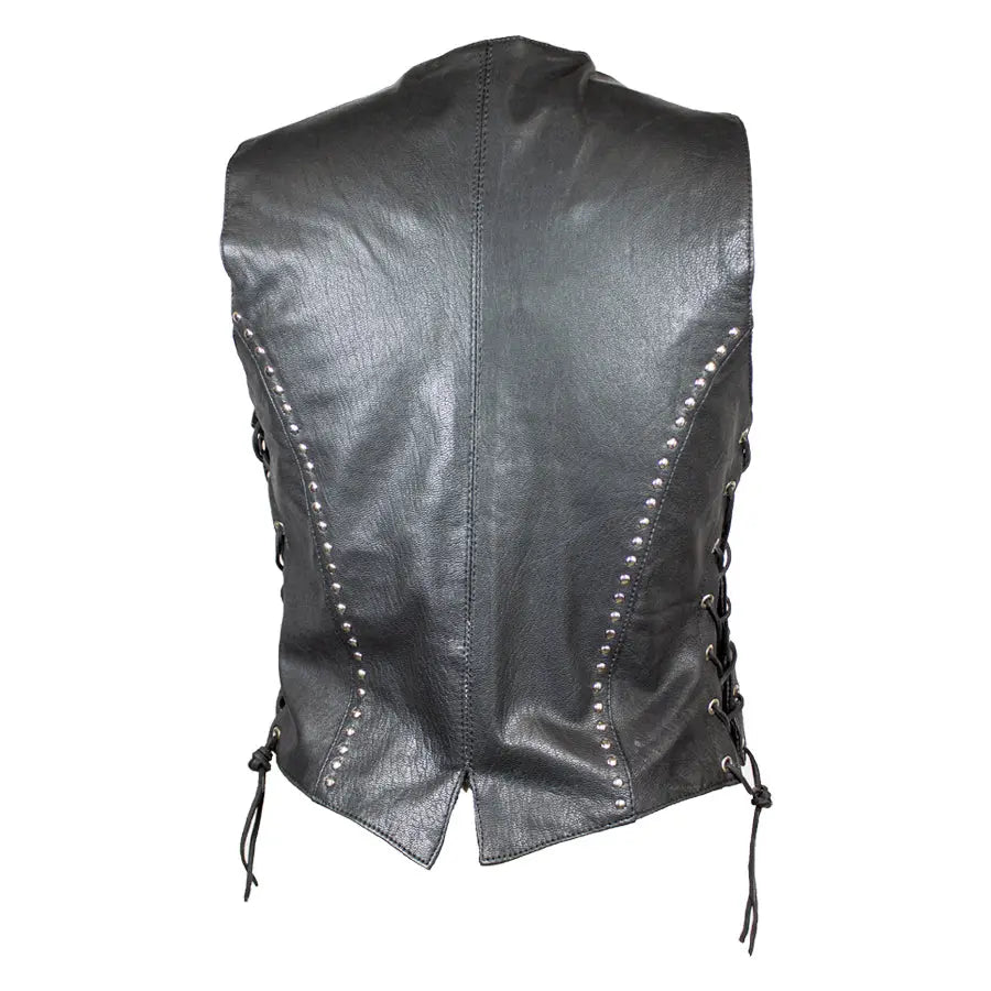 Open Road Women's Stud Accent Leather Vest - Stylish Biker Jacket for Motorcycle Riding, Night Out & Casual Wear