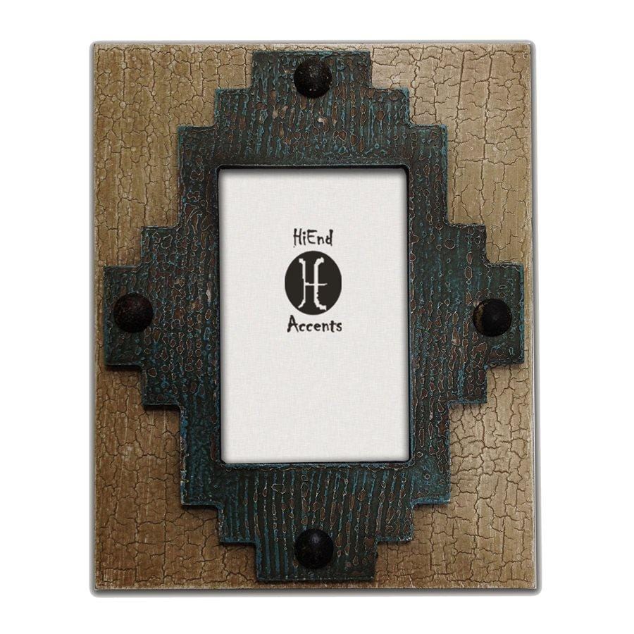 Santa Fe Turquoise Center Picture Frame - Handcrafted Wooden Photo Display for Wall Decor, Home & Office