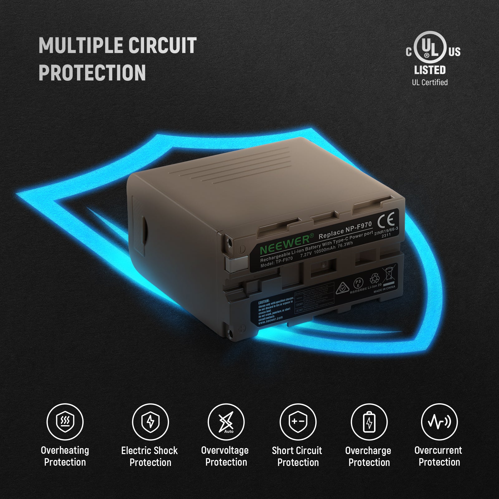 NEEWER NP-F970 10500mAh Replacement Battery for Sony Cameras - Power Your Photography & Videography Sessions All Day