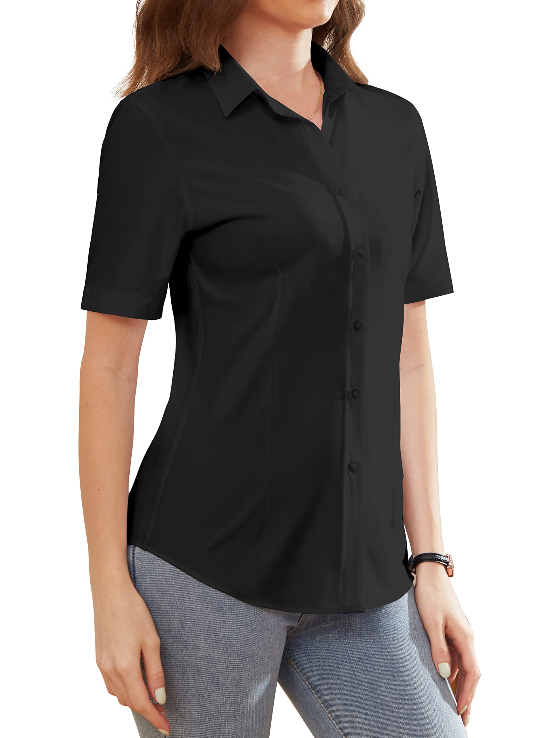 Women's Wrinkle-Free Button Down Short Sleeve Dress Shirts - Collared Work Shirt for Office & Casual Wear | Professional & Everyday Outfits