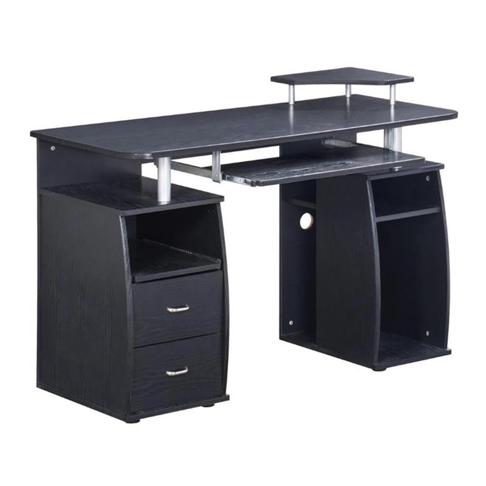 Pemberly Row Espresso Home Office Computer Desk with CPU Storage Cabinet & Drawers - Perfect for Small Spaces, Remote Work & Study