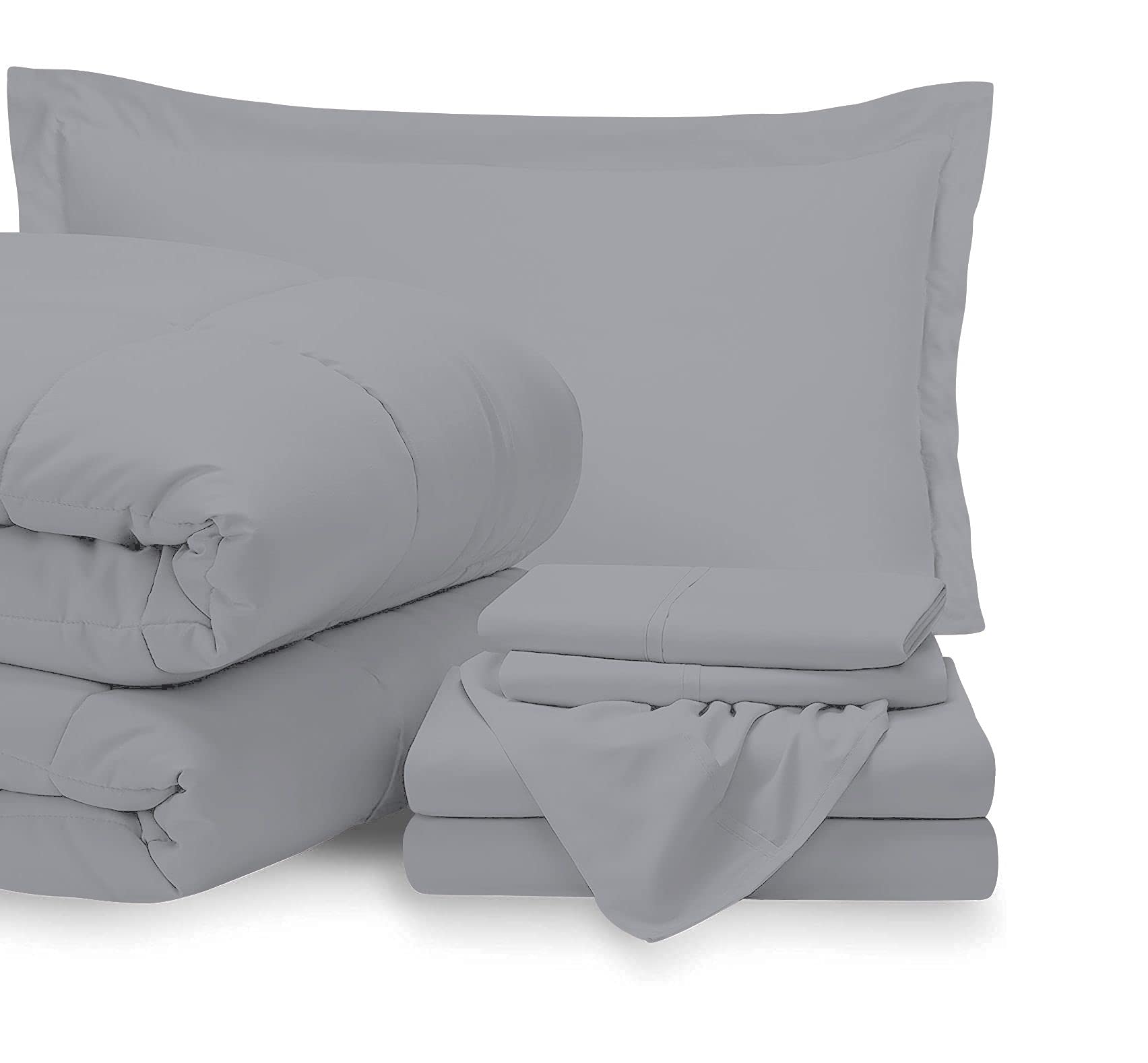 Premium 7-Piece Queen Size Bed in a Bag Set - 100% Egyptian Cotton Comforter & Sheet Set with 15