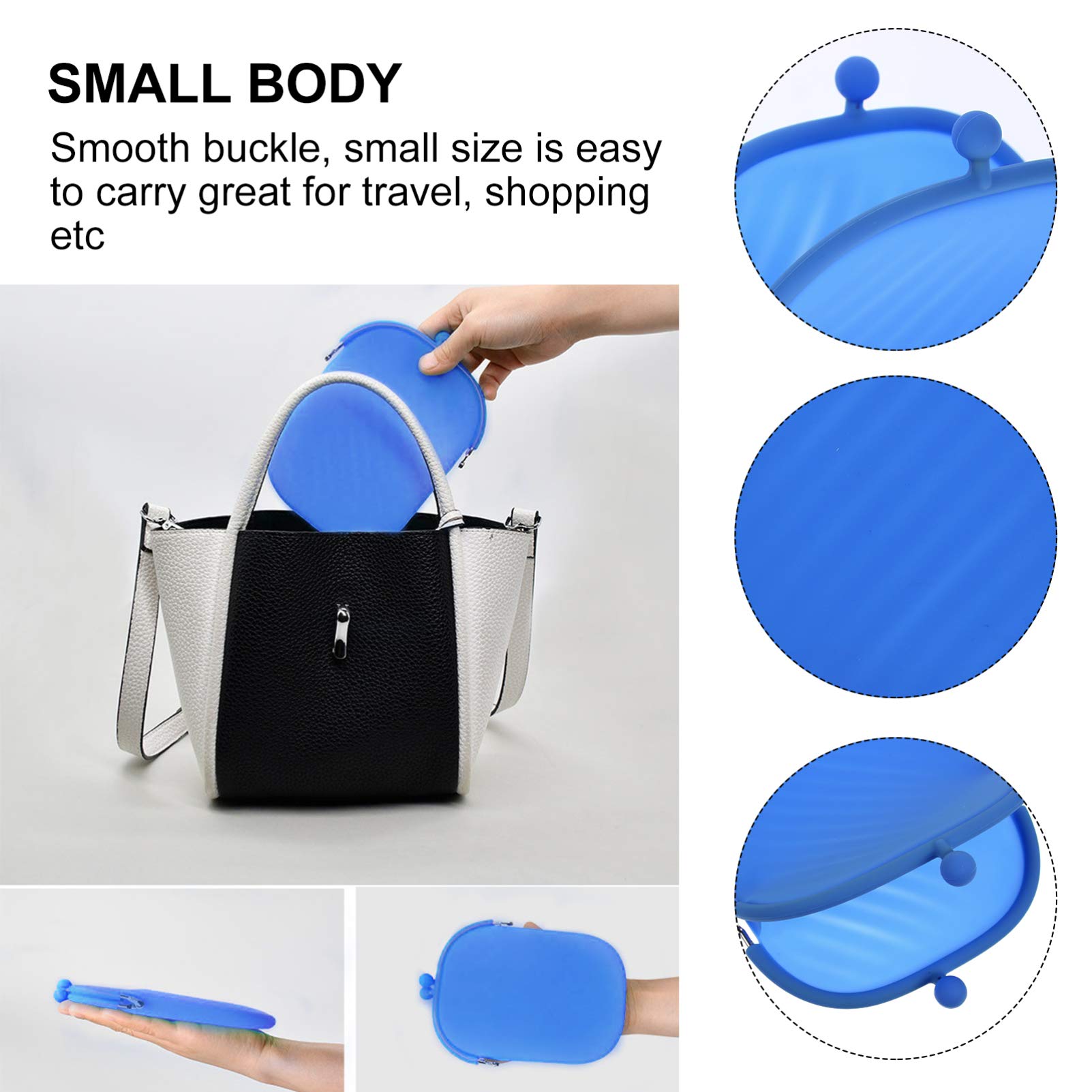 VALICLUD Silicone Coin Purse - Small Change Wallet for Cash & Coins - Multifunctional Mini Cosmetic Bag (Blue) - Perfect for Travel, Shopping & Makeup Organization