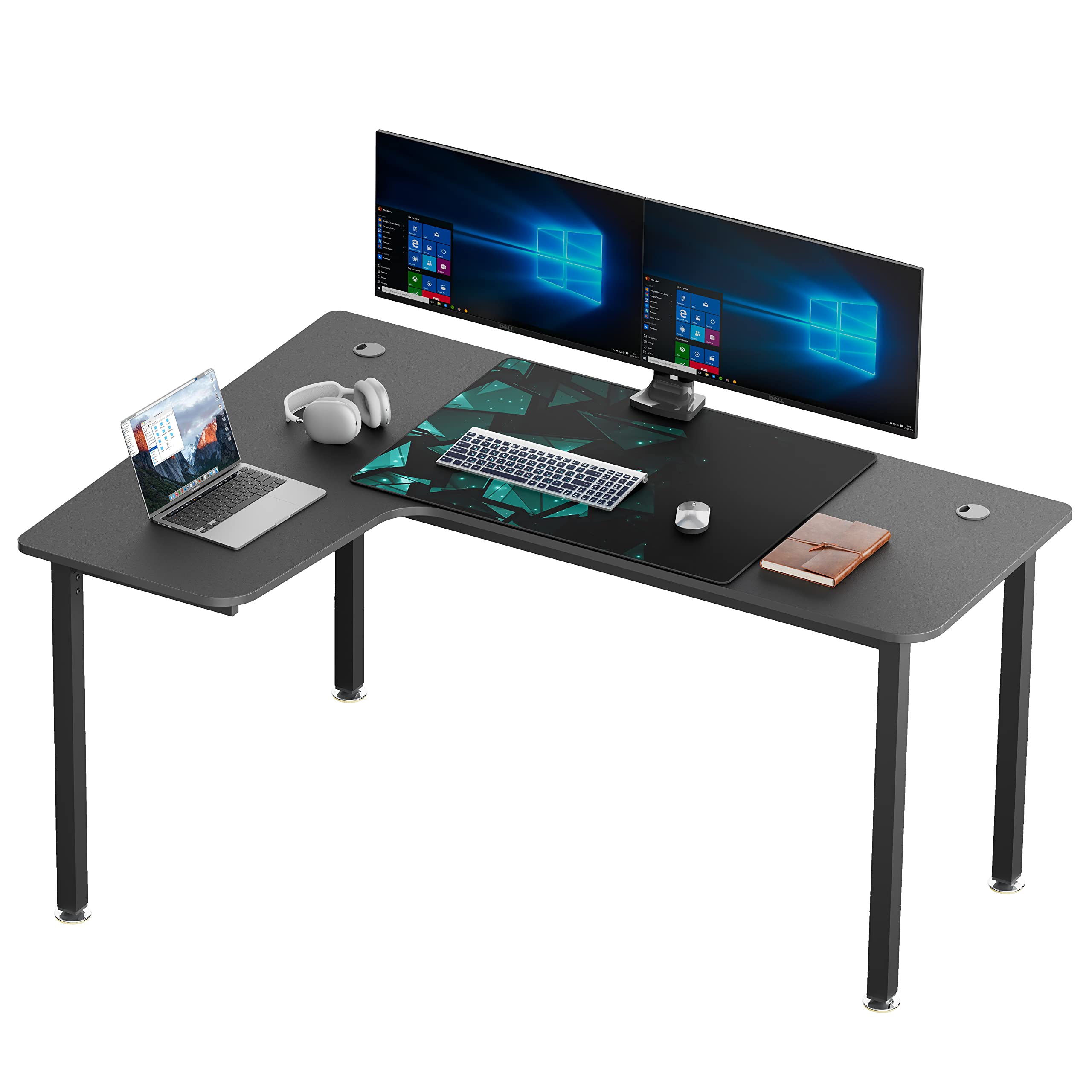 Eureka Ergonomic 61 Inch L-Shaped Gaming Desk - Corner Computer Desk for Home Office, Study & Writing - Sturdy Metal Frame with Mouse Pad & Cable Management - Easy to Assemble (Left/Right Setup) - Perfect for Gaming, Work from Home & Small Spaces