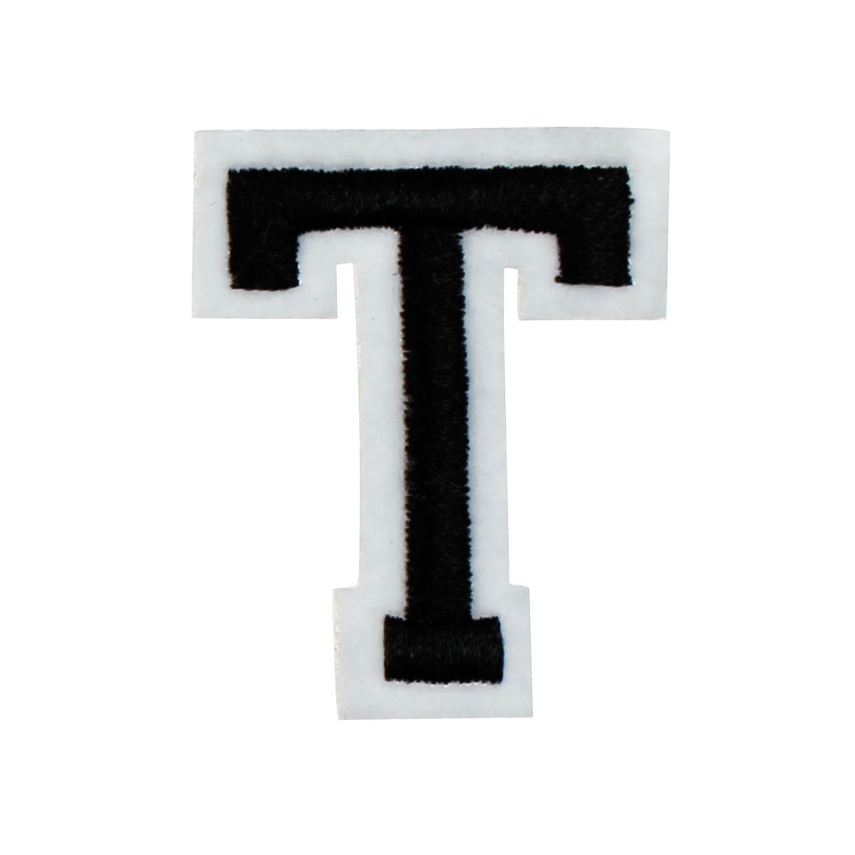 RECHERE Embroidered Iron On Patch - Black Uppercase Letter T Alphabet Applique for DIY Clothing, Bags & Crafts