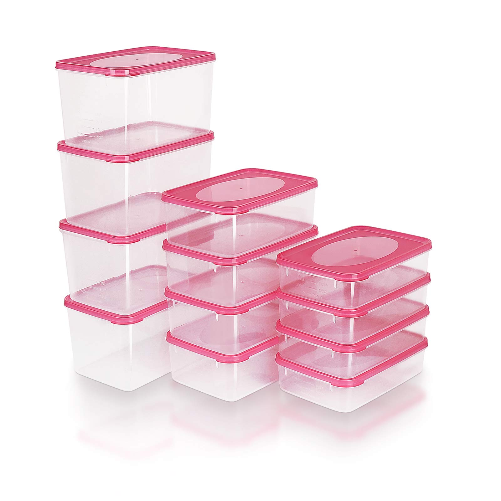 Tauno Easy Lock & Open Food Storage Containers - 12 Pack BPA-Free Plastic Kitchen Organizers with Same Size Lids (93 Cup Total) | Stackable Meal Prep Containers for Pantry, Fridge & Freezer Organization
