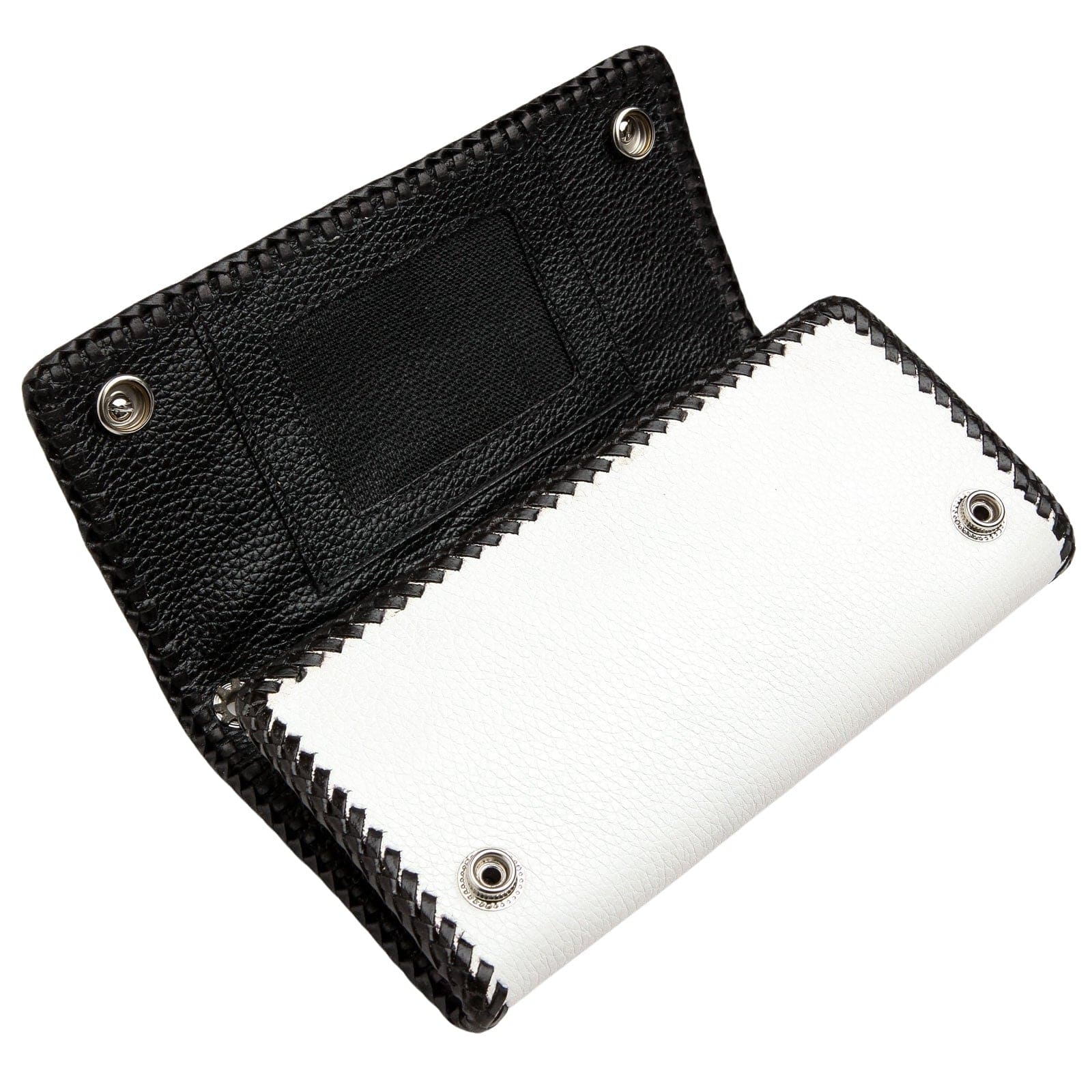 Stingray Cross Carved Genuine White Leather Biker Wallet for Men - Stylish RFID Blocking Motorcycle Wallet with Money Clip (Perfect for Bikers, Travel & Everyday Use)