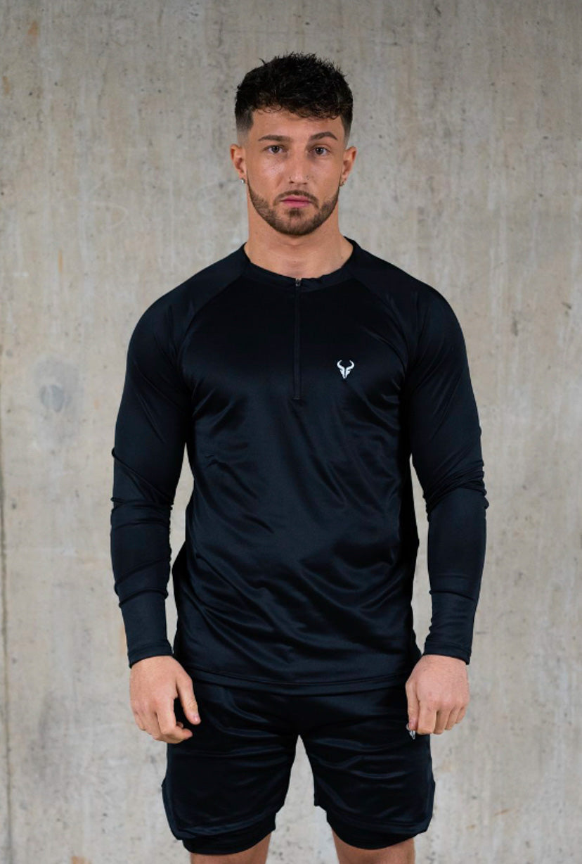 Cerus Black Proctor 1/4 Zip Pullover Fleece Jacket - Men's Lightweight Quarter-Zip Sweatshirt for Running, Hiking & Outdoor Activities
