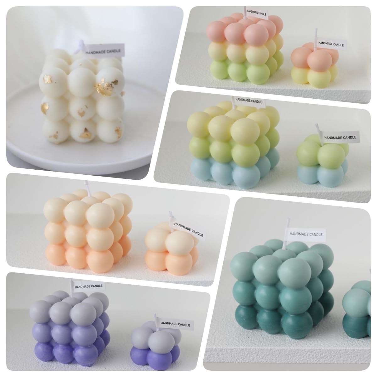 Soy Wax Bubble Cube Candles 2Pcs - Wedding, Home Decor Gift for Halloween Christmas