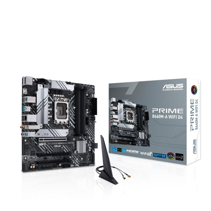 ASUS Prime B660M-A WiFi DDR4 LGA 1700 Micro ATX Motherboard - Intel 12th/13th Gen Ready, Dual M.2, PCIe 4.0 - Perfect for Gaming PC Builds & Home Office Workstations