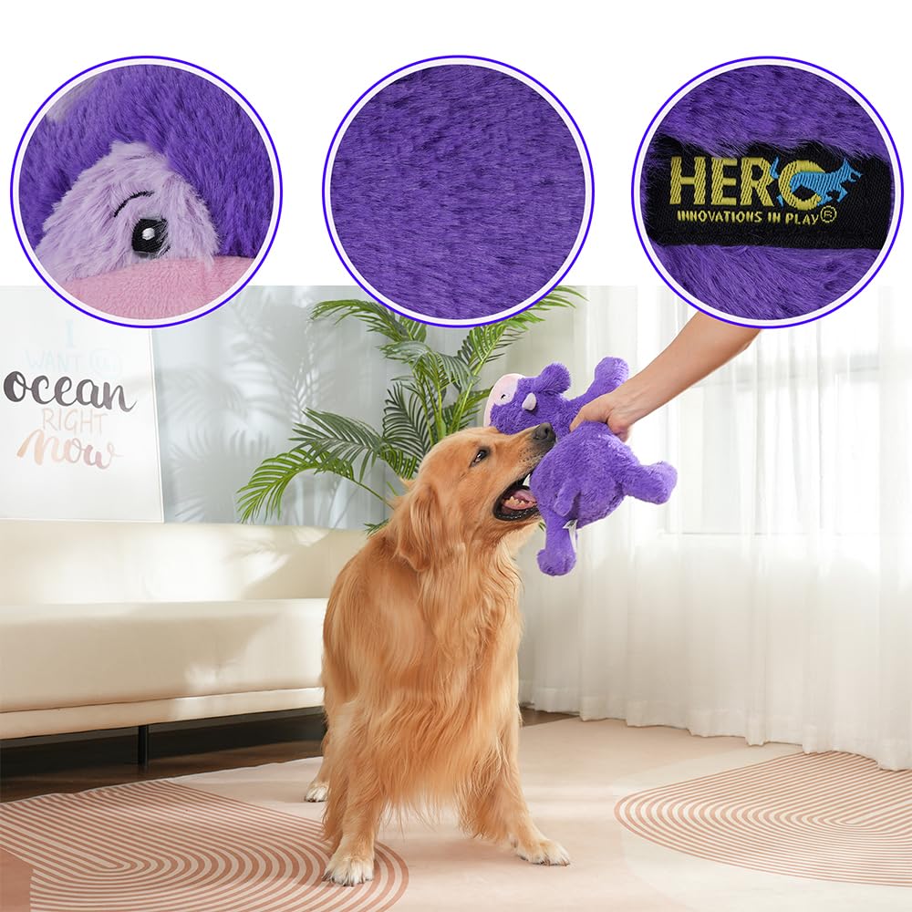 Hero Giant Chuckles Plush Dog Toy with Grunt Squeaker - Extra Large Durable Squeaky Dog Chew Toy in Cow Pattern - Perfect for Aggressive Chewers & Playtime Fun