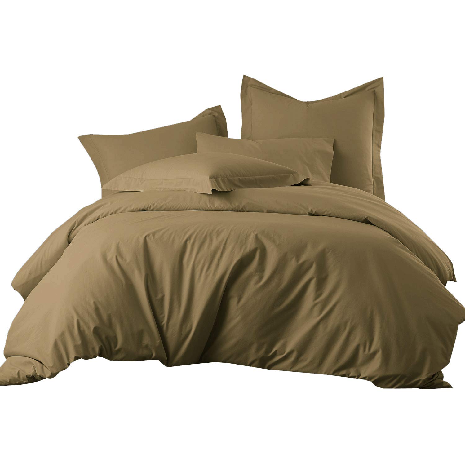 300-Thread-Count 100% Cotton 7-Piece California King Bedding Set - Duvet Cover, Shams & Sheets in Taupe | Luxury Hotel-Style Comfort for Master Bedrooms & Guest Suites