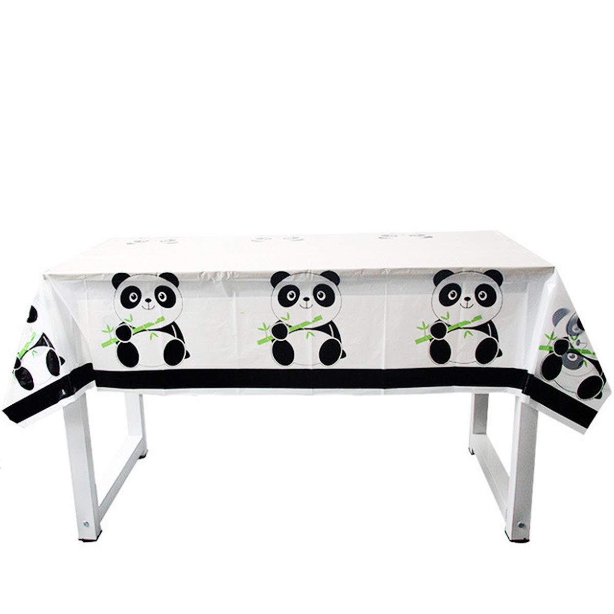 Panda Themed Party Supplies Set - 20 Plates, 20 Napkins & 1 Tablecloth for Birthday, Baby Shower & Kids Celebration Decorations