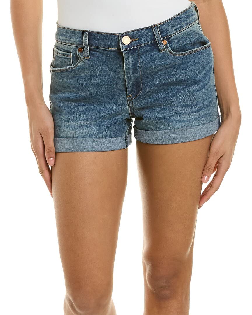 BLANKNYC Women's Distressed Denim Shorts with Cuffed Hem - Blue Size 24 | Casual Summer Outfit & Beach Wear