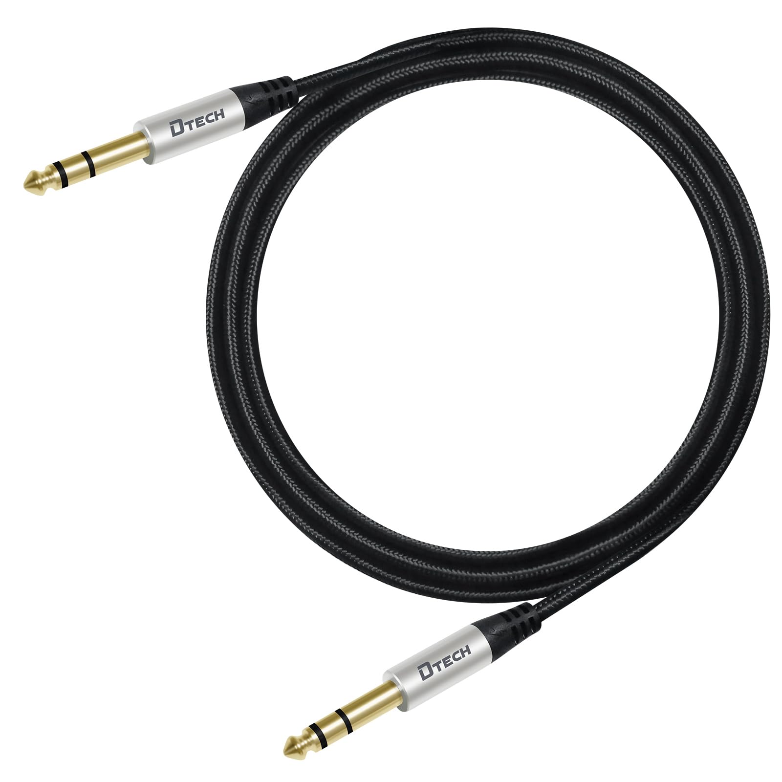 DTECH 3ft Electric Guitar Cable TRS 1/4 Instrument Cord Aux Balanced Stereo Jack Quarter Inch 6.35mm for DJ Speakers Amplifier Bass Studio Audio Monitor Mixer - Perfect for Live Performances and Home Studios
