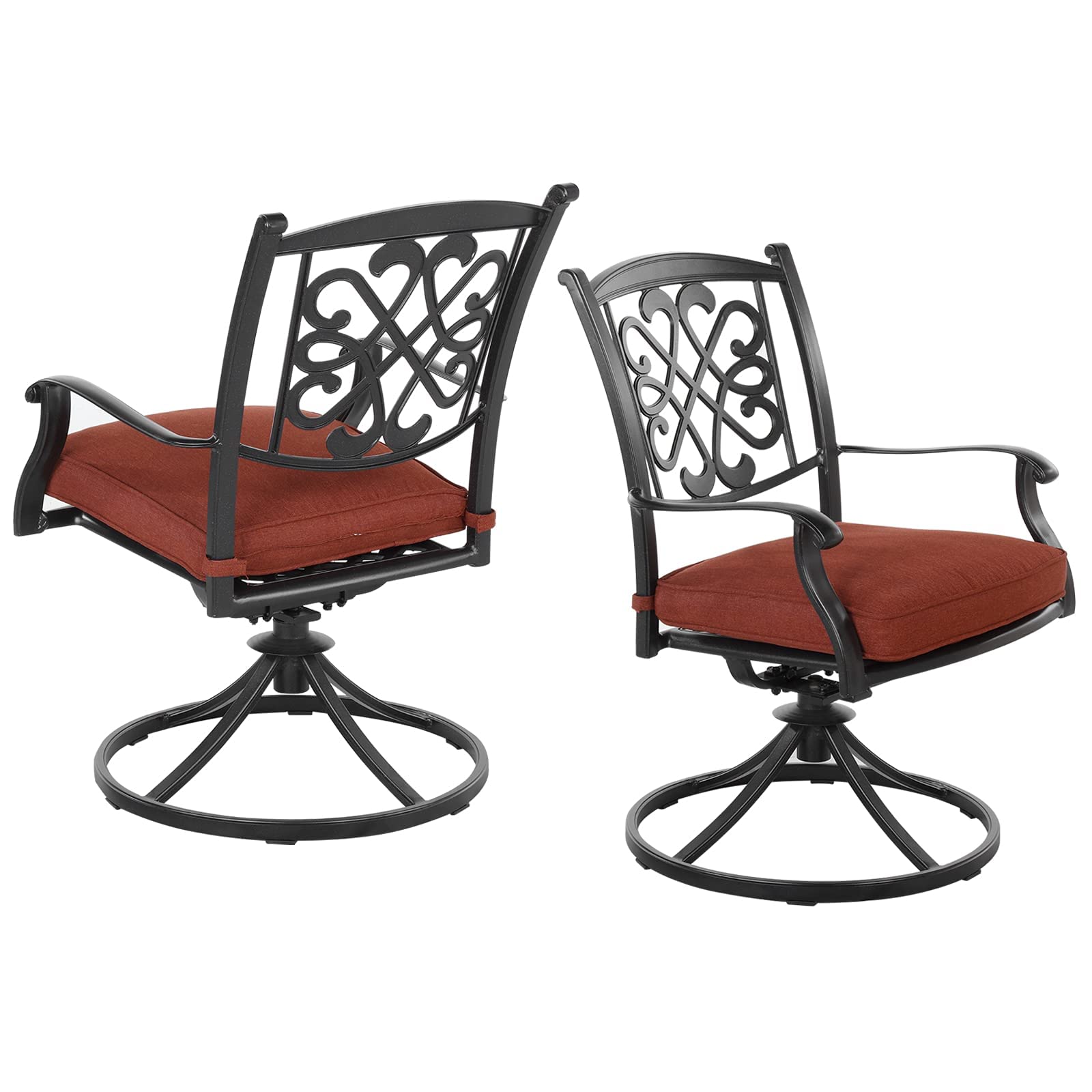 2-Piece Patio Swivel Dining Chair Set - All-Weather Aluminum Outdoor Rocking Bistro Chairs with Thick Cushions - Perfect for Garden, Backyard, Poolside & Restaurant Outdoor Seating