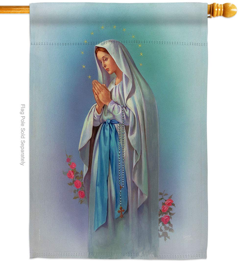 Our Lady of Grace House Flag 28x40 Inch - Colorful Religious Garden & Porch Decor for Outdoor & Indoor Use - Breeze Decor FR-H-103050-IP