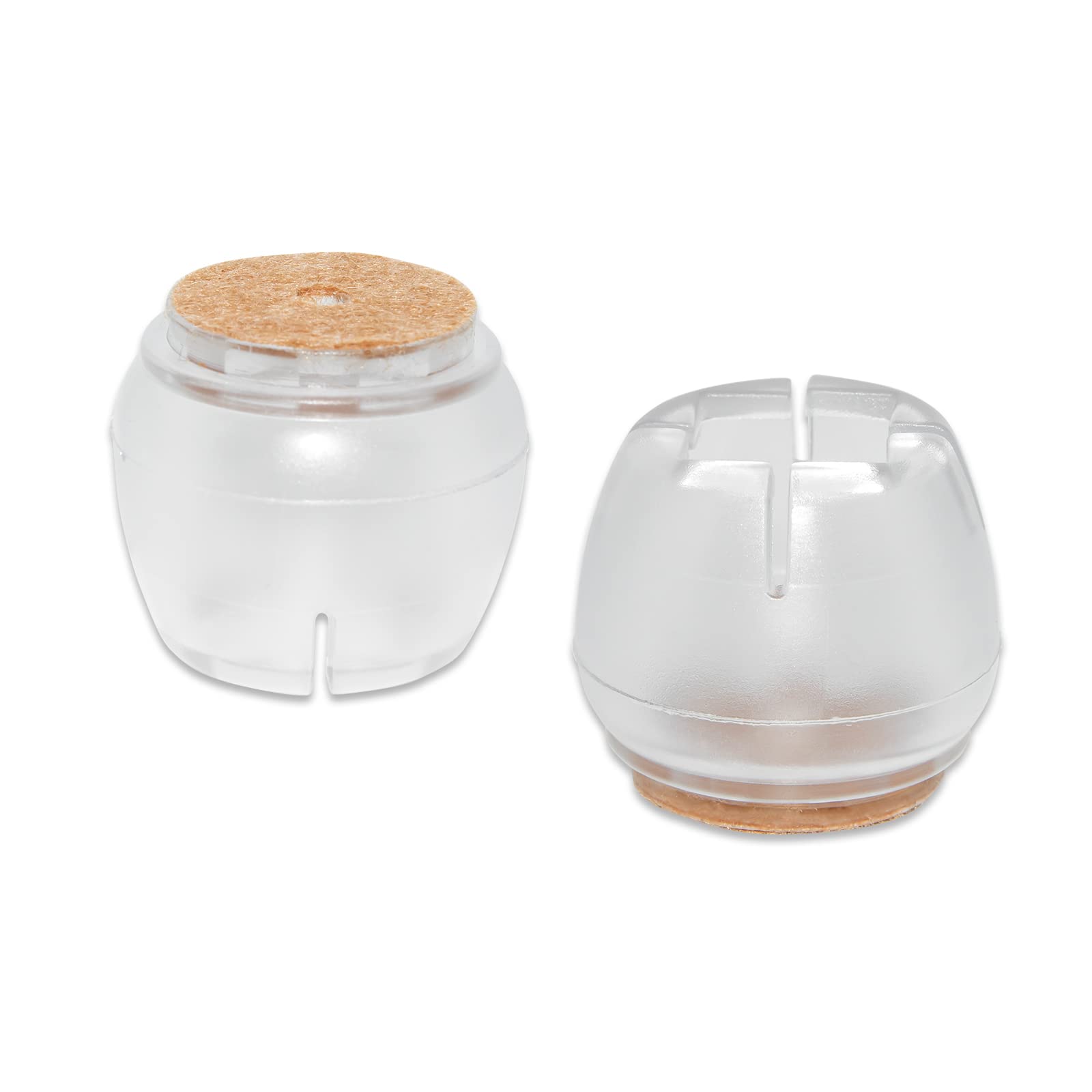 8-Piece Clear PVC Chair Leg Caps with Felt Pads - Round Furniture Floor Protectors for 22-25mm (0.87