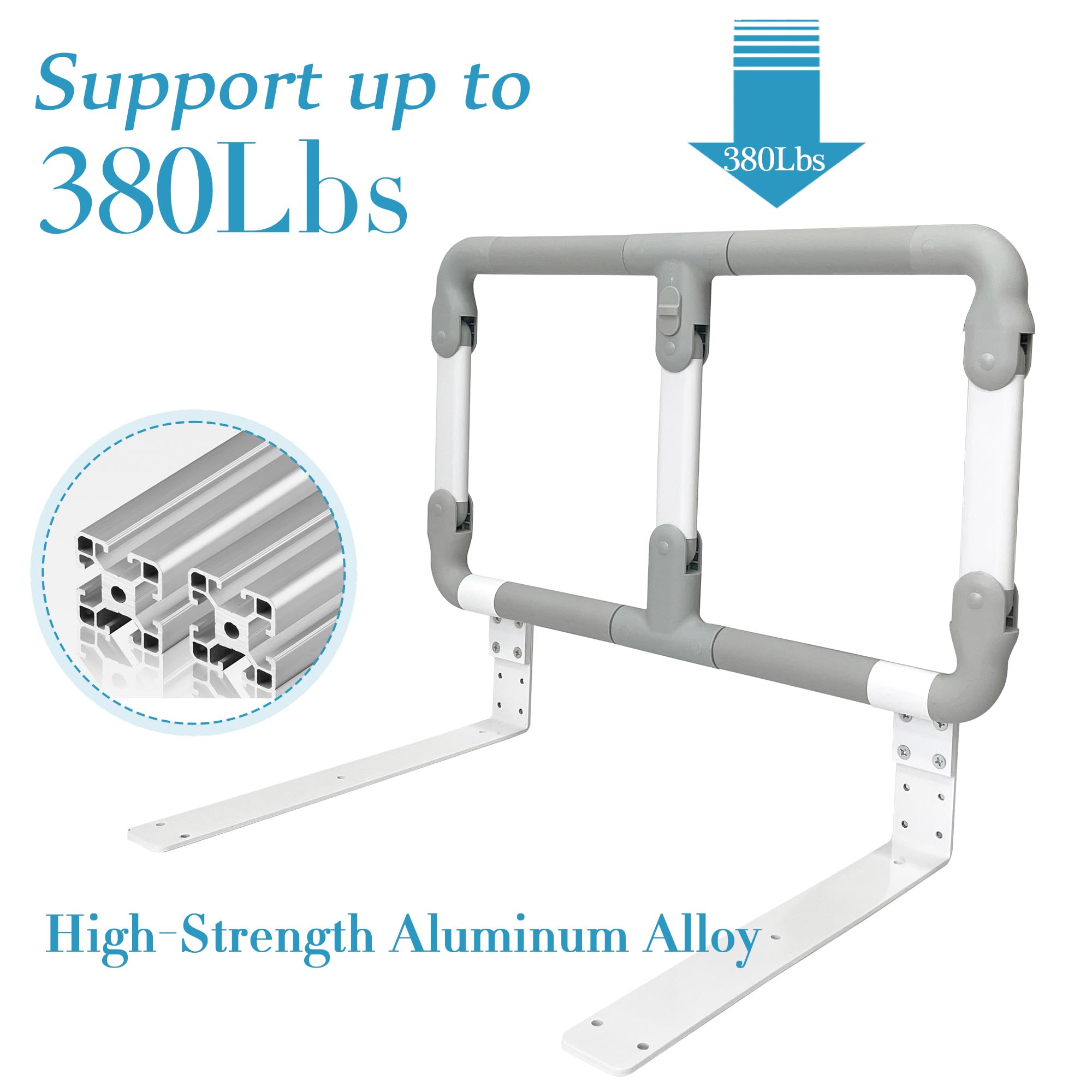 Adjustable Folding Bed Rails for Elderly & Seniors - Safety Assist Rail with Height Adjustment for Easy Bed Entry/Exit - Universal Fit for King, Queen, Full & Twin Size Beds - Ideal for Home Care, Hospitals & Mobility Assistance