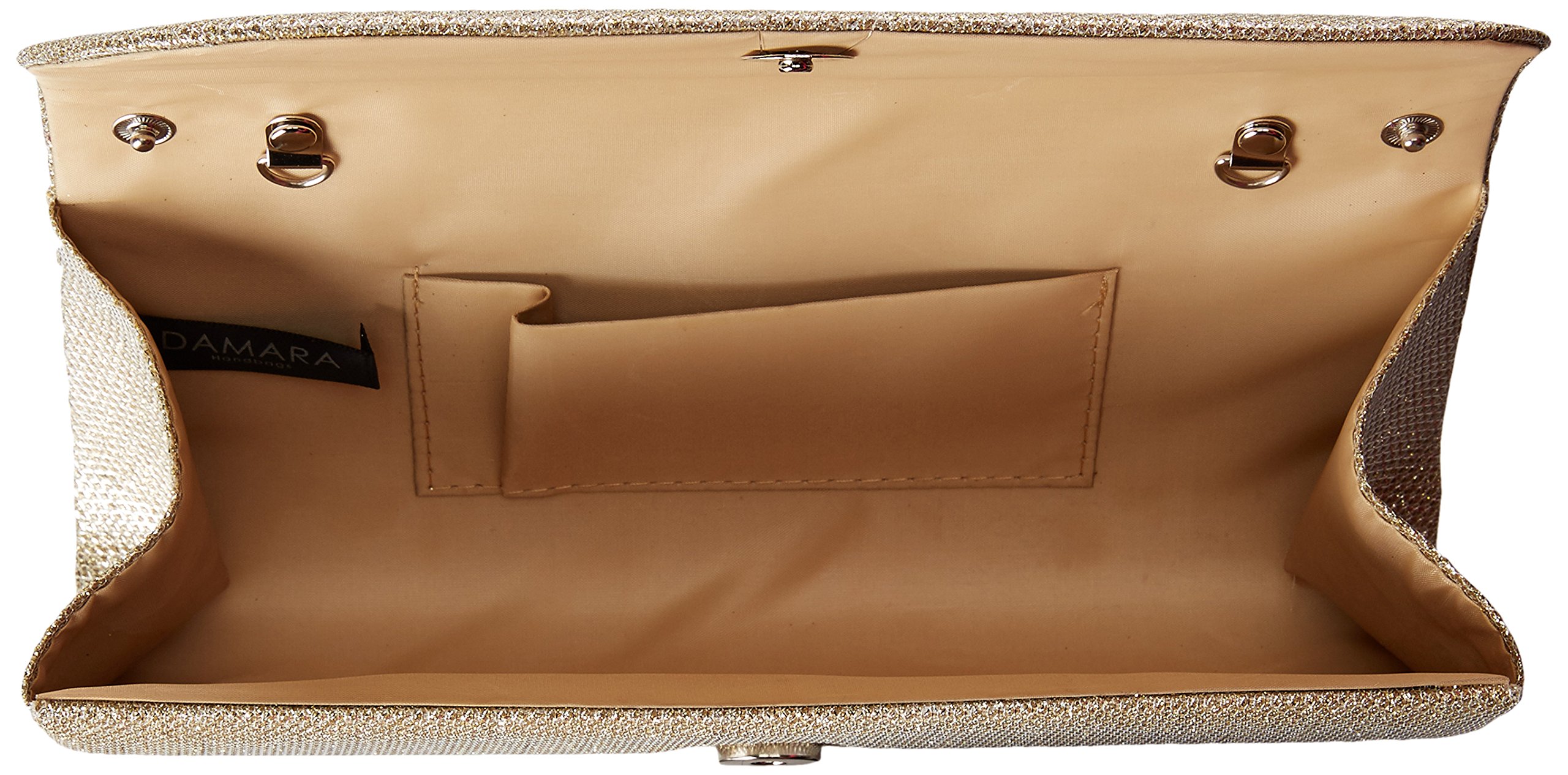 Damara Women's Glitter Oblique Flap Clutch Handbag in Gold - Perfect for Evening Parties, Weddings & Special Occasions