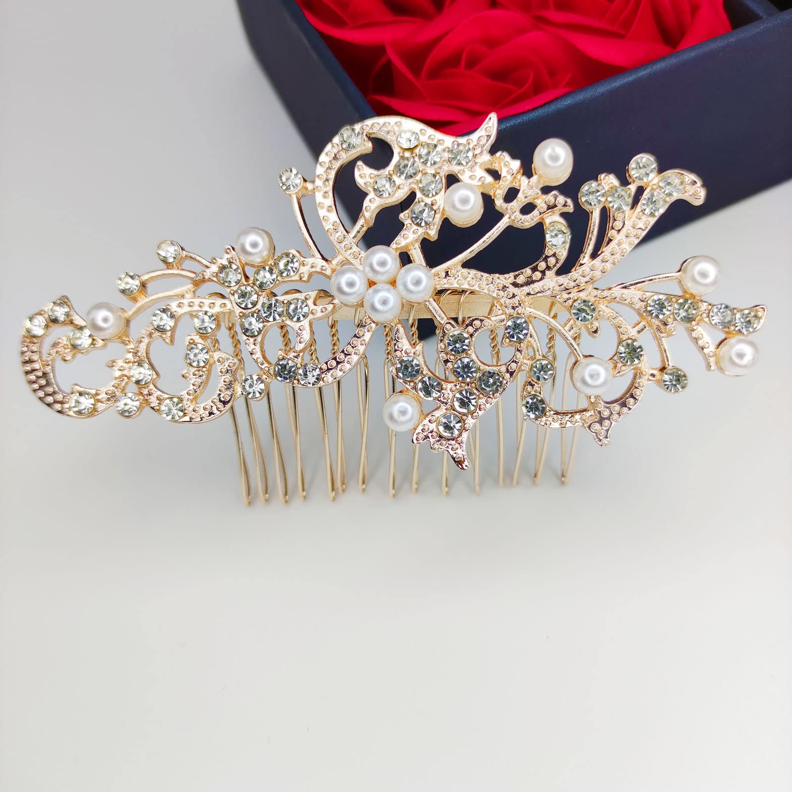 Elegant Rhinestone Pearl Bridal Hair Comb - Wedding Hair Clip Headpiece for Brides & Women | Perfect for Bridal Showers, Weddings & Formal Events - H25