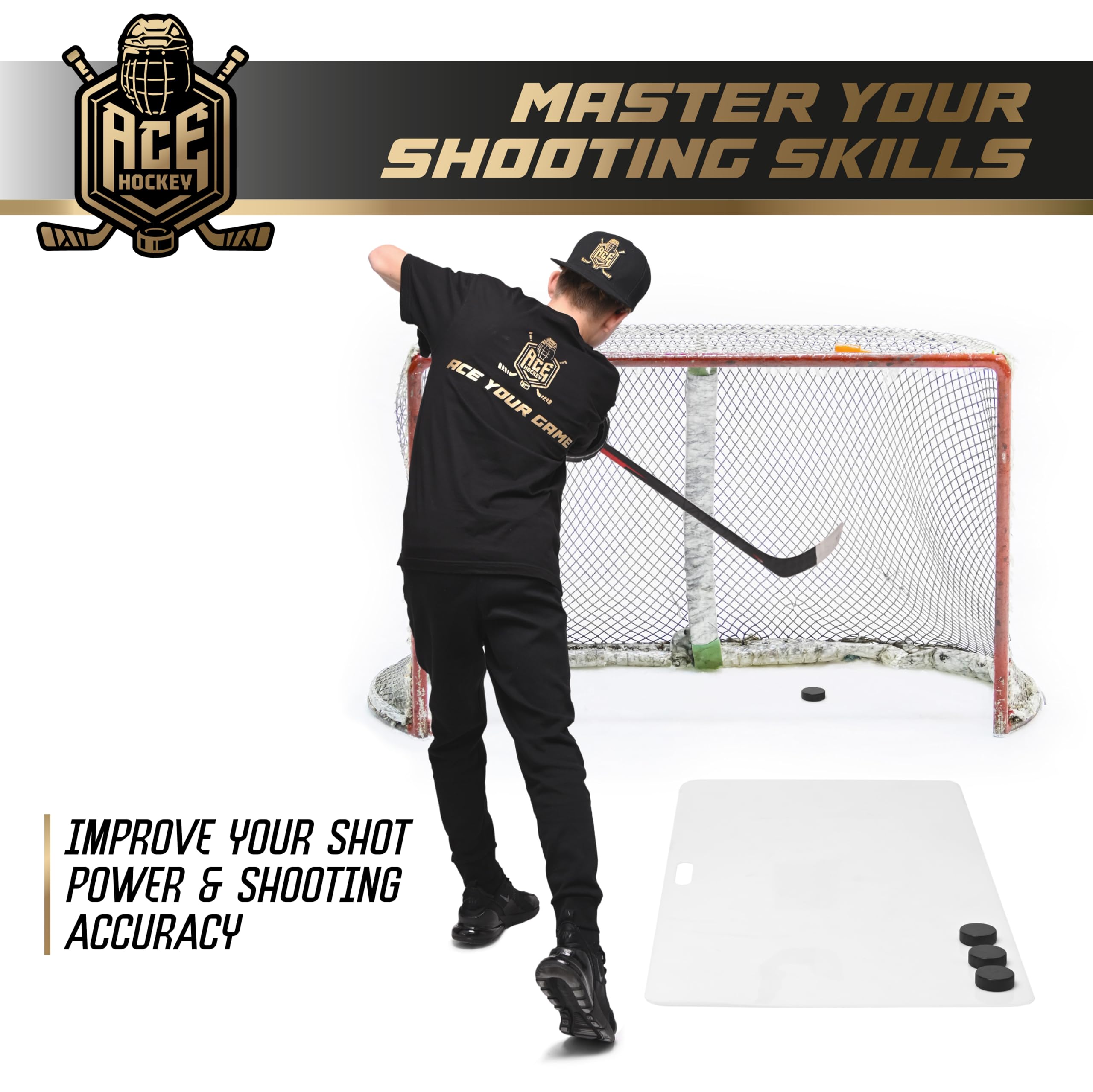 30” x 60” Synthetic Ice Shooting Pad - 12.5 sqft Hockey Training Mat for Shooting, Stickhandling & Passing Practice - Portable Off-Ice Training Surface - Perfect for Home, Garage & Backyard Hockey Drills