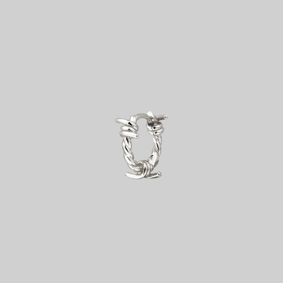 Survival Barbed Wire Clicker Hoop Earrings - Silver Punk Gothic Jewelry for Women - Perfect for Concerts, Parties and Edgy Fashion Styles