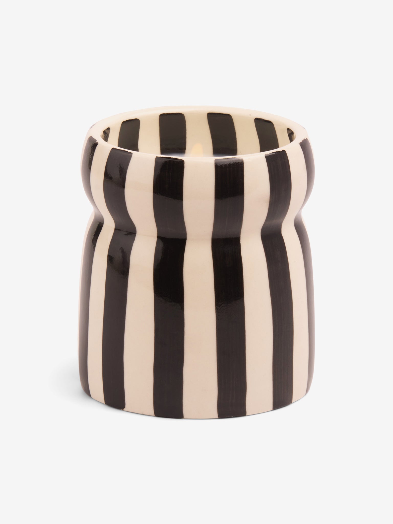 Paddywax Cabana Striped Ceramic Candle with Lava Stone - Scented Home Decor for Relaxation, Aromatherapy & Cozy Ambiance in Living Room, Bedroom or Bathroom